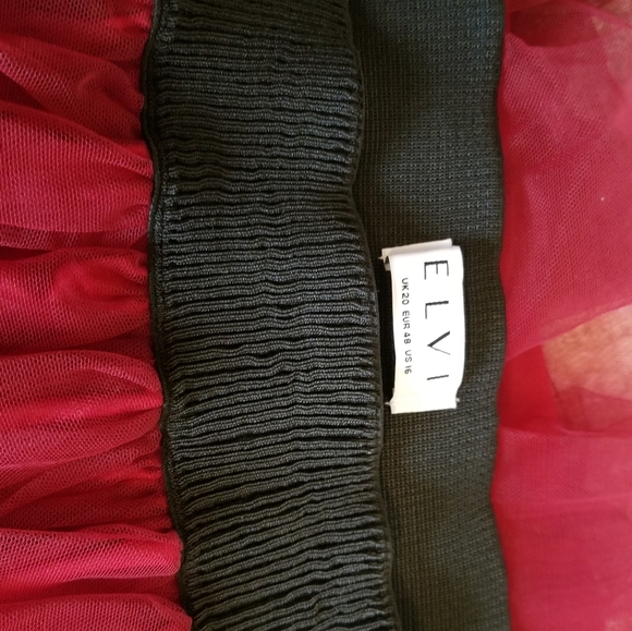 Elvi Cranberry Tulle Skirt with Beading - Picture 3 of 5